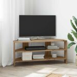 Meuble tv d'angle - banc tv - meuble t�l� ch�ne artisanal 102x40, 5x45cm bois d'ing�nierie