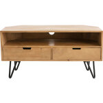 Miliboo - meuble tv d'angle en bois manguier massif et mtal noir l100 cm vibes