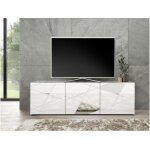 Meuble tv - blanc laqu� brillant avec s�rigraphie miroir - l181 x p43 x h57 cm - victory