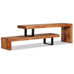 Vidaxl ? meuble tv en bois d'acacia massif ? dimensions 115x30x40 cm ? surface polie et laqu�e ? pieds ...