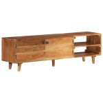 Vidaxl meuble tv bois massif d'acacia avec finition miel 140x30x40 cm