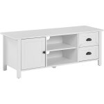 Beliani - meuble tv buffet blanc en bois d'ingénierie avec 2 tiroirs et porte Étagères et trous passe ... Beliani - meuble tv buffet blanc en bois d'ingénierie avec 2 tiroirs et porte Étagères et trous passe ...