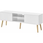 Helloshop26 - meuble tv design support tl banc pvc 120 cm blanc effet chne