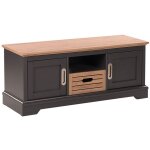 Meuble tv design traditionnel en panneau � particule gris et bois clair compos� de 2 portes et d'un tiroir ...