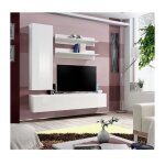 Meublorama - meuble tv fly h1 design, coloris blanc brillant. meuble suspendu moderne et tendance pour ...