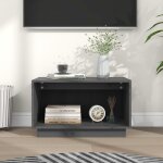 Meuble tv gris 60x35x35 cm bois de pin massif