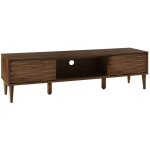 Beliani - meuble tv enti�rement en imitation bois fonc� avec 2 portes � ouverture verticale et espace ...