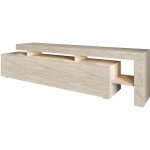 Meuble tv led 3 portes effet travertin 192 cm - ilia