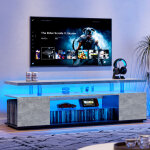 Meuble tv led 60 pouces avec led, meuble tele bas de salon / chambre, rangement 3 portes + niche, mdf ...