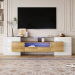 Meuble tv led, longueur moderne meuble t�l� haut pour salon, banc tv avec rangement, charge 60kg, 150x30x50 ...