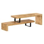 Meuble tv manguier massif clair et m�tal noir zoula 115cm