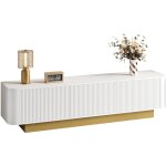 Meuble tv moderne ? rangement, design arrondi, gestion c�bles, fa�ade textur�e