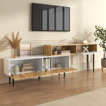 Meuble tv modulaire avec 3 portes abattantes, 1 niche et passe - c�bles, style moderne, en mdf, blanc ...