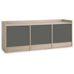Meuble tv mosc� avec 3 portes, couleur ch�ne / gris, 139 cm (largeur) 40 cm (profondeur) 54 cm (hauteur) ...