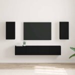 Meuble tv mural 2 pcs - banc tv - meuble t�l� noir 30 x 31 x 60 cm bois d'ing�nierie