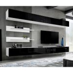 Meuble tv mural design  fly vi  320cm noir & blanc
