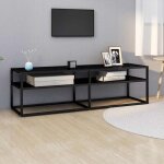 Meuble tv noir 140x40x40, 5 cm verre tremp� vidaxl