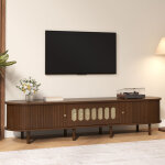 Meuble tv ovale 1804040 cm en noyer fonc�, design rotin - design mdf, capacit� de charge 30 kg, design ...