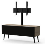 Meuble tv avec support cran tissu acoustique et bois fonc kazan 120 cm