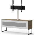 Meuble tv avec support cran verre infrarouge blanc et bois clair istra 120 cm