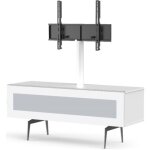 Meuble tv avec support �cran verre infrarouge et m�lamin� blanc sarama 120 cm