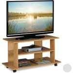 Relaxdays - meuble tv sur roulettes, 2 compartiments, console pour tv, table tv sur roulettes hlp 45 ...