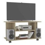 Meuble tv sur roulettes ch�ne sonoma java