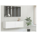 Meuble tv suspendu 2 portes bois blanc oned 100cm
