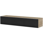 Meuble tv tissu acoustique noir et bois clair houston 160 cm
