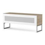 Meuble tv verre infrarouge blanc et bois clair milano 120cm
