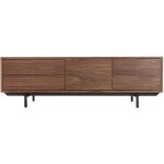 Miliboo ? meuble tv vintage en bois fonc� l160 cm ? rangement ferm� ? panneaux mdf placage noyer ? pieds ...