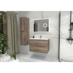 Sanitaire - meuble vasque luna bois foncé 80cm avec miroir lite Sanitaire - meuble vasque luna bois foncé 80cm avec miroir lite