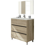 Meuble vasque avec miroir coloris cambrian - hauteur 90 x longueur 81. 5 x profondeur 46. 5 cm pegane ...