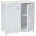 Dcoshop26 - meuble vasque meuble de salle de bain avec portes et tagre 60x60x30cm blanc 040001488