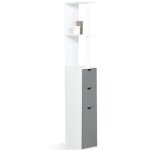 Idmarket - meuble wc tagre bois willy 3 portes blanc et gris
