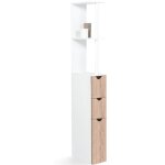 Idmarket - meuble wc �tag�re bois willy 3 portes blanc et h�tre