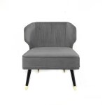 Meubler design - fauteuil crapaud velours plissé pied effet laiton daroco - velours gris, style art déco, ... Meubler design - fauteuil crapaud velours plissé pied effet laiton daroco - velours gris, style art déco, ...