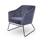 Fauteuil en velours et métal noir zadig - velours gris, métal, mousse polyéthylène, style contemporain, ... Fauteuil en velours et métal noir zadig - velours gris, métal, mousse polyéthylène, style contemporain, ...