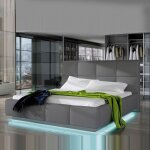 Meubler design lit design alexi avec sommier et coffre de rangement - gris - 140x190, polyurthane, style ...