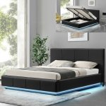 Lit design alexi avec sommier et coffre de rangement - noir - 140x190, polyurthane, style contemporain, ...