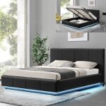 Lit design alexi avec sommier et coffre de rangement - noir - 160x200, polyuréthane, style contemporain, ... Lit design alexi avec sommier et coffre de rangement - noir - 160x200, polyuréthane, style contemporain, ...