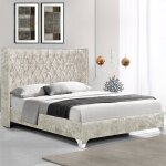 Meubler design - lit capitonn grand tte de lit focuse - beige - 180x200, velours broy, style baroque, ...