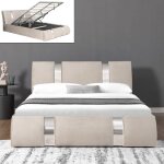 Meubler design - lit coffre sommier relevable nova velours - velours taupe - 140x190, style , 223 x 153 ... Meubler design - lit coffre sommier relevable nova velours - velours taupe - 140x190, style , 223 x 153 ...