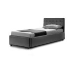 Lit complet sommier relevable + tte de lit + cadre de lit capitole - gris - 90x190, polyurthane, style ...