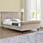 Meubler design - lit kapaldi luxe velours noir ou tissu beige - beige - 140x190, velours, style baroque, ...