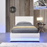 Lit led avec coffre de rangement ava - blanc - 90x190, polyurthane, style contemporain, 204 x 104 x ...
