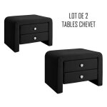 Meubler design table chevet design noir eva x2, polyur�thane, rectangulaire, style contemporain, 50 x ...
