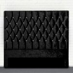 Tte de lit capitonn avec strass focus - noir - 140 cm, tissu, rectangulaire, style baroque, 140 x 4. ...