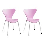 Meubletmoi - lot 2 chaises roses empilables avec pieds m�tal chrom� - pop