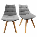 Meubletmoi - lot de 2 chaises en tissu gris surpiqué avec piètement chêne - beti Meubletmoi - lot de 2 chaises en tissu gris surpiqué avec piètement chêne - beti